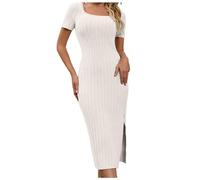 Women's Retro Vintage Hi-Low Swing Cocktail Homecoming Formal Wedding Guest Dress for Women Beach Dresses Ladies Sun Dresses Size 24 Denim midi Skirt 16 (Khaki, M)