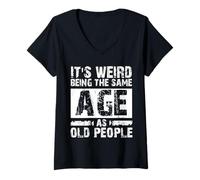 Womens Retro Vintage It's Weird Being The Same Age As Old People V-Neck T-Shirt