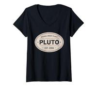 Womens Retro Vintage Original Dwarf Planet Pluto V-Neck T-Shirt