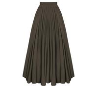Women's Retro Vintage Swing Long Skirt Elastic High Waist Festive Medieval Maxi Skirt Dark Chocolate XXL