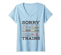 Womens Retro Wagon Train Lover Model Railroad Conductor Cute Trains V-Neck T-Shirt