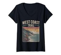 Womens Retro West Coast Trail Canada Vintage Hiking Trekking V-Neck T-Shirt