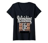 Women's Retro Woodworker Refinishing Life Life Humor V-Neck T-Shirt