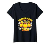Womens Retro Yellow Rubber Duck in 70s 80s Captain Duck Cruise V-Neck T-Shirt