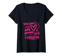 Womens Retro You And I Love Are Gonna Live Forever V-Neck T-Shirt