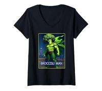 Womens Return of Broccoli Man Superhero V-Neck T-Shirt