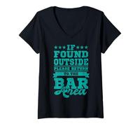 Womens Return to Bar Area Retro Funny Drinking Humor V-Neck T-Shirt