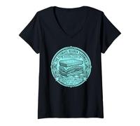 Women's Reuben Sandwich Illustration Badge Deli Tastes Good Design V-Neck T-Shirt