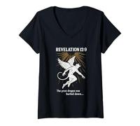 Womens Revelation 12:9 - The Great Dragon Christian Bible Verse V-Neck T-Shirt
