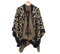 Womens Reversible Warm Oversized Poncho Cape Wrap Open Front Printed Blanket for 4 Seasons, Gifts for Women Knitted Poncho Shawl