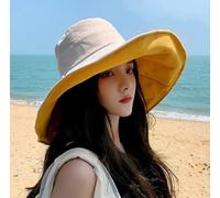 Women's Reversible Wide Brim Sun Hat - Foldable Summer Beach Bucket Hat with Elegant Floppy Design