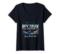Womens Reykjavík Iceland Spring Break 2026 Vacation Travel V-Neck T-Shirt