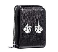 Women's RFID Blocking Leather Small Compact Bi-fold Zipper Pocket Wallet Card Case Purse with ID Window (Hand Bone)