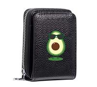 Women's RFID Blocking Leather Small Compact Bi-fold Zipper Pocket Wallet Card Case Purse with ID Window (Avocado Cool)