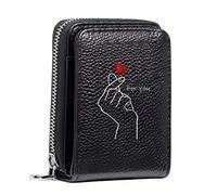 Women's RFID Blocking Leather Small Compact Bi-fold Zipper Pocket Wallet Card Case Purse with ID Window (for You)