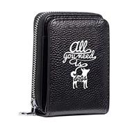 Women's RFID Blocking Leather Small Compact Bi-fold Zipper Pocket Wallet Card Case Purse with ID Window (All You Need is Dogs)