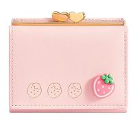 Women's RFID Blocking Small Bifold Wallet - Cute Leather Pocket Card Holder, Compact Purse for Ladies & Girls (Light Pink)