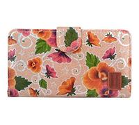 Womens RFID Protected Bi-Fold Cork Credit Card Holder/Money/Coin Purse - Metallic Flowers