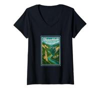 Womens Rheinschlucht Swiss Grand Canyon Switzerland Vintage Graphic V-Neck T-Shirt