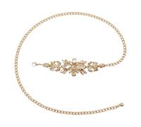 Women's Rhinestone Chain Belt, Gold Crystal Waist Chain for Dresses, High-End Evening Gown Accessory, Fashionable Waist Blet for Wedding Party (Gold)