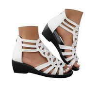 Women's Rhinestone Cutout Wedge Sandals Back Zip Gladiator Sandals - Peep Toe Bling Dress Sandals Comfortable Wedge Heel Shoes for Party Wedding Evening Casual Summer Wear