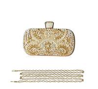 Womens Rhinestone Evening Crystal Clutch Sparkly Glitter Handbag Bridal Wedding Purse Shoulder Banquet Crossbody(Gold)