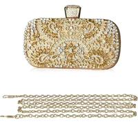 Womens Rhinestone Evening Crystal Clutch Sparkly Glitter Handbag Bridal Wedding Purse Shoulder Banquet Crossbody(Gold)