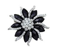 Women's Rhinestone Flower Brooch Chic Blossom Elegant Crystal Chest Pin Bling Decoration Brooches for Ladies