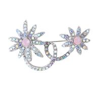 Women's Rhinestone Flower Brooch, Sparkling Crystal Double Daisy Pin, Elegant Floral Lapel Pin for Coats Scarves Dresses Sweaters, Fashion Jewelry Gift Suitable for Weddings Mother's Day Birthdays