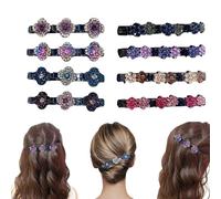 Women's Rhinestone Flower Hair Clips Set - 8 Pcs Sparkling Floral Barrettes for All Hair Types, Elegant Non - Slip Hair Accessories for Daily & Party Use