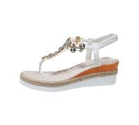 Women's Rhinestone Gladiator Sandals Pearl Sparkling Post Bohemian Roman Shoes Memory Foam Cushion Wedge Chunky Heels Lightweight Comfortable Wedding Prom Walking Slide Sandal Trendy