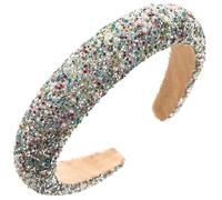 Women's Rhinestone Headband, Glitter Crystal Headband, 3.5 cm Wide, Hairband, Pearl Headbands, Padded Hair Bands, Bridal Hair Accessories for Wedding Party and Daily, Blue Colourful