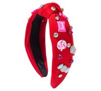 Women's Rhinestone Lollipop Knotted Headband, Cute Fashion Hair Accessory with Lollipop Charm, Knot Hairband Embellished with Sparkling Rhinestones, Trendy and Stylish Headband for All Occasions