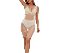 Women'S Rhinestone Mesh Dress Rhinestone Black Long Dress See Through Fishnet Smock Swimsuit Carnival, Cover Ups For Women Beachwear