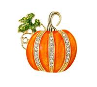 Women's Rhinestone Pumpkin Maple Leaf Brooch Fashion Enamel Brooch Thanksgiving Lapel Pins Hat Bag Suit Dress Accessories (Pumpkin)