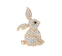 Womens Rhinestone Rabbit Animal Brooch Multi Color Pin Golden3292