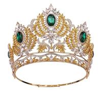 Women's Rhinestone Rhinestone Tiaras For Bridal Wedding Head Jewelry Large Crown Bride Headwear Gold Yellow