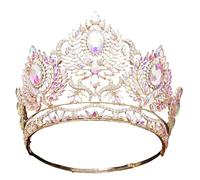 Women's Rhinestone Rhinestone Tiaras For Bridal Wedding Head Jewelry Large Crown Bride Headwear Purple Blue