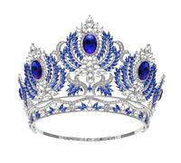 Women's Rhinestone Rhinestone Tiaras For Bridal Wedding Head Jewelry Large Crown Bride Headwear Silver Blue