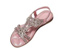 Womens Rhinestone Sandals Clearance Ladies Glitter Roman Sandal Open Toes Slippers Sandals Summer Beach Shoes Elastic Strap Slides Sandals Sparkly Diamante Footwear with Cushioned Sole Comfort Shoe
