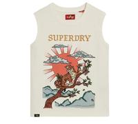 Women's rhinestone tank top with tattoo effect Superdry Blanc S