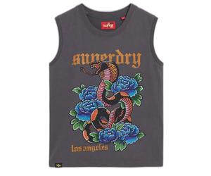 Women's rhinestone tank top with tattoo effect Superdry Gris L
