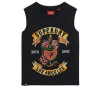 Women's rhinestone tank top with tattoo effect Superdry Noir S
