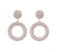 Women's Rhinestone Wedding Bridal Disc Drop Dangle Chandelier Earrings