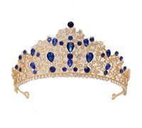 Womens Rhinestones Geometric Bridal Tiaras Crown Pageant Prom Birthday Party Hair Accessories TS-J3211GBLUE