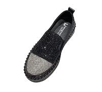 Women's Rhinestones Slip On Flats UK Sale, Ladies Classic Loafers Ballerina Shoes Work Smart Office Formal Shoe Fashion Flats Driving Shoe Low Wedge Sandals Comfortable Round Toe Slip on Shoes