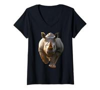 Womens Rhino Rhinoceros White Rhinoceros Safari Cute Rhinos V-Neck T-Shirt