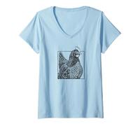 Women's Rhode Island Red Chicken - Vintage Farm Art V-Neck T-Shirt
