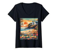 Womens Rhode Island Where Charm Meets Neglect V-Neck T-Shirt