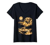 Women's Rhodesian Ridgeback Howling to The Moon V-Neck T-Shirt